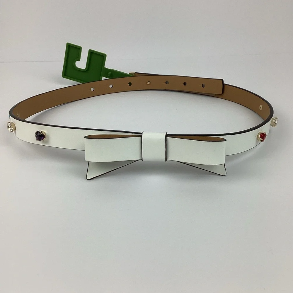 NWT Kate Spade New York Rhinestone Bow Belt in White | Medium